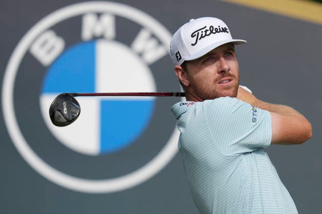 VIRGINIA WATER, ENGLAND - SEPTEMBER 17: Ryan Gerard (USA) plays from the eighteenth tee during Round 1 at the BMW PGA, Golf Herren Championship at Wentworth Golf Club, Virginia Water on September 17, 2026 in Surrey, England The BMW PGA Championship