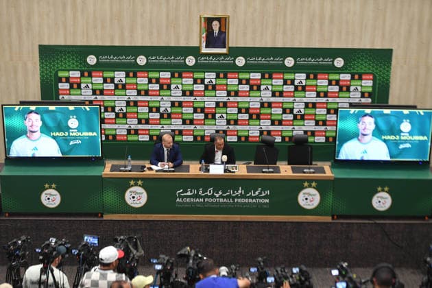 Fußball, Nationalteam Algerien Pressekonferenz Ibrahim Hemdani Anime une conference de presse Ibrahim Hemdani nouveau selectionneur national Anime une conference de presse, a Alger en Algerie le 17 Septembre 2026, et annoncee la liste des joueurs convoque Pour les matchs contre la Zambie et le Burundi Qualifications pour la Coupe d Afrique des Nations 2027 (Photo By Ohtmane APP) Alger Algeria Copyright: xAlgÃ riexPressexPhotosxAPPxOhtmanex APPx FGP_6056.jpeg