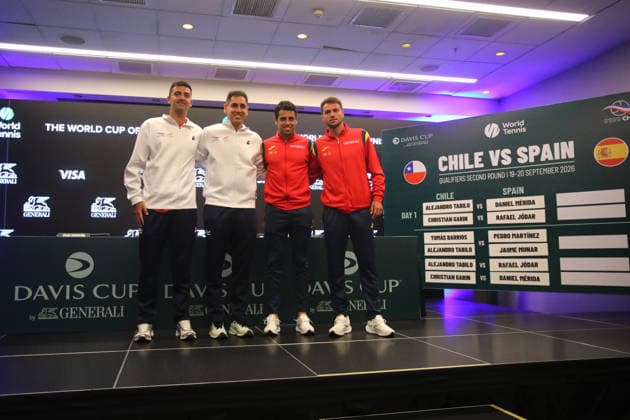 Tenis, Chile vs Espana. Sorteo para los partidos entre Chile contra Espana por Copa Davis. Santiago, Chile. 17 09 2026 Jonnathan Oyarzun Photosport Tennis, Chile vs Spain. Draw for the matches between Chile against Spain for the Davis Cup. Santiago, Chile. 17 09 2026 Jonnathan Oyarzun Photosport Sorteo Copa Davis 2026 Chile vs Espana 