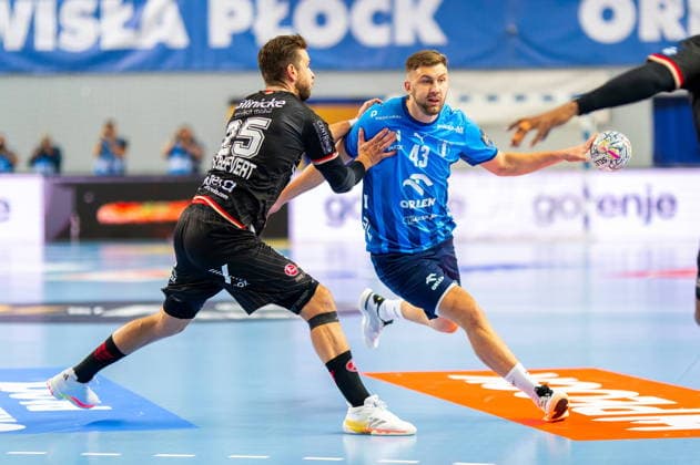 Plock 17.09.2026. Handball EHF Champions League match between ORLEN Wisla Plock and MT Melsungen in Plock, Poland --- EHF Champions League mecz ORLEN Wisla Plock - MT Melsungen w Plocku Persons Shown : Olle Forsell Schefvert Zoran Ilic Fot. Kai Taller Arena Akcji NEWSPIX.PL --- newspix.pl 