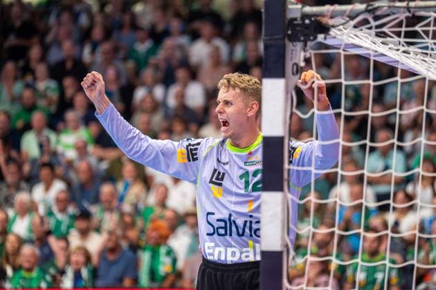 Kristian Saeveras (Frisch Auf Goeppingen, 12) jubelt lautstark, Frisch Auf Goeppingen vs. Rhein-Neckar Loewen, Handball, 1. Bundesliga, Herren, Spielzeit 2026 2027, 17.09.2026, Frisch Auf Goeppingen vs. Rhein-Neckar Loewen, Handball, 1. Bundesliga, Herren, Spielzeit 2026 2027, 17.09.2026 Goeppingen Copyright: xEibner-Pressefoto MichaelxSchmidx EP_MST