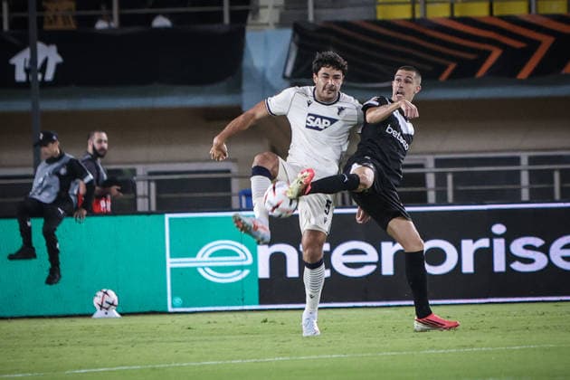 UEFA Europa League - OFI Crete FC vs TSG 1899 Hoffenheim - Ozan Kabak of TSG 1899 Hoffenheim in aciton during the UEFA Europa League Phase matchday 1 soccer match between OFI Crete FC and TSG 1899 Hoffenheim at the Georgios Pankritio Stadium, in Heraklion, Greece, 17 September 2026. IMAGO ONE INCH PRODUCTIONS PIRAEUS GREECE Copyright: xONExINCHxPRODUCTIONSx 7090065
