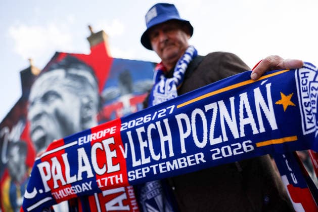 RECORD DATE NOT STATED 17th September 2026; Selhurst Park, London, England; UEFA Europa League Football, Crystal Palace versus Lech Poznan; a fan scarf is seen outside Selhurst Park HenningxVonxJagow