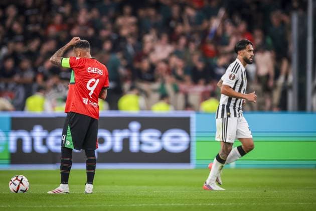 TURIN , 17-09-2026 , Allianz Stadium , season 2026 2027 , Europa League phase , match between Juventus and NEC Nijmegen , picture shows NEC player Tjaronn Chery looks dejected after the goal from Juventus player Nicolas Gonzalez Juventus - NEC  x207186544x Copyright: