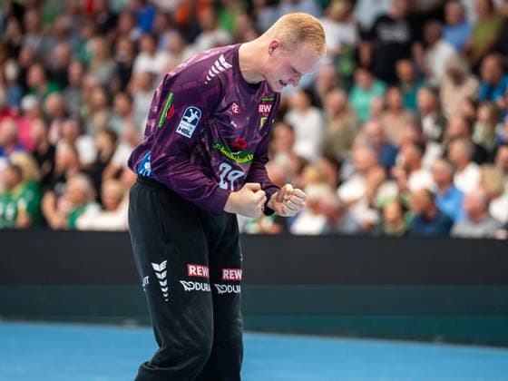 David Spaeth (Rhein-Neckar Loewen, 29) jubelt, Frisch Auf Goeppingen vs. Rhein-Neckar Loewen, Handball, 1. Bundesliga, Herren, Spielzeit 2026 2027, 17.09.2026, Frisch Auf Goeppingen vs. Rhein-Neckar Loewen, Handball, 1. Bundesliga, Herren, Spielzeit 2026 2027, 17.09.2026 Goeppingen Copyright: xEibner-Pressefoto MichaelxSchmidx EP_MST