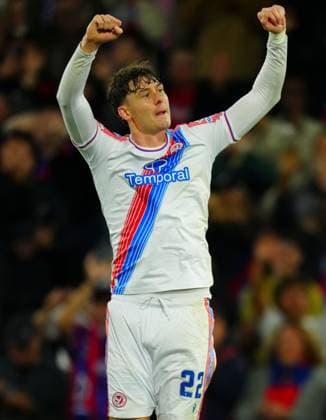 Jörgen Strand Larsen of Crystal Palace celebrates scoring a goal after making it 3-0 from the penalty spot Crystal Palace v Lech Poznan, UEFA Europa League, Football, Selhurst Park, London, UK - 17 Sep 2026London Selhurst Park United Kingdom  Copyright: xJavierxGarcia Shutterstockx 17155934ac