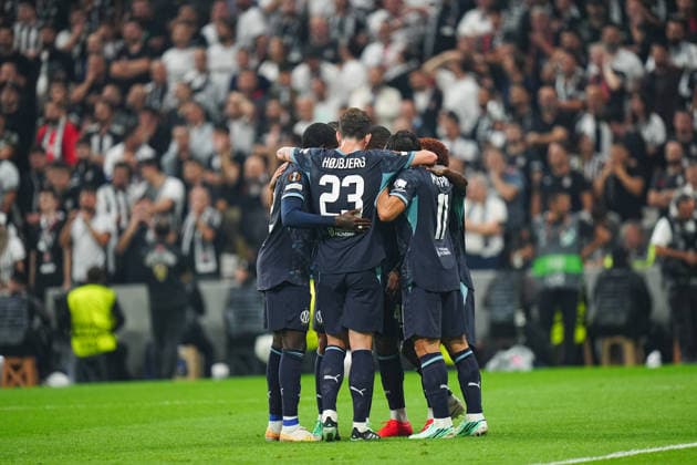Besiktas v Olympique Marseille - UEFA Europa League ISTANBUL, TURKIYE - SEPTEMBER 17: Olympique Marseille s Kayliane Hikram Abdallah (48) celebrates with his teammates after scoring a goal during the UEFA Europa League Week 1 match between Besiktas and Olympique Marseille at Tupras Stadium in Istanbul, Turkiye, on September 17, 2026. Adem Kutucu Anadolu Istanbul Turkey. Editorial use only. Please get in touch for any other usage.  Copyright: x2026xAnadoluxAdemxKutucux