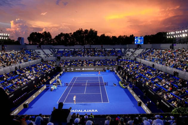 WTA, Tennis Damen GUADALAJARA OPEN 2026 WTA GUADALAJARA OPEN 2026 MARTA KOSTYUK VS LIUDMILA SAMSONOVA 17092026 GUADALAJARA, JALISCO. General view of the sunset at the main stadium during a match of the WTA Guadalajara Open 2026, held at the Centro Panamericano de Tenis of Guadalajara, Jalisco, Mexico. Foto del atardecer en el estadio principal, durante juego del WTA Guadalajara Open 2026 celebrado en el Centro Panamericano de Tenis de Guadalajara, Jalisco, Mexico PHOTO BY IMAGENSHOP AGENCIA FOTOGRAFICA GUADALAJARA JALISCO MEXICO Copyright: xIMAGENSHOPxAGENCIAxFOTOGRAFICAx