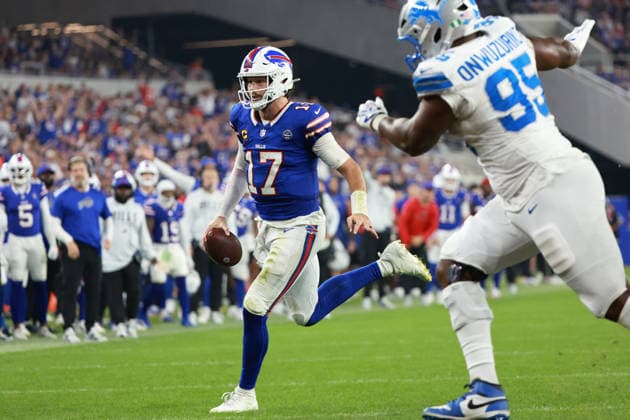 Detroit Lions vs Buffalo Bills ORCHARD PARK, NEW YORK - SEPTEMBER 17: Quarterback Josh Allen 17 of the Buffalo Bills carries the ball during the second half of an NFL, American Football Herren, USA football game between the Detroit Lions and the Buffalo Billsat Highmark Stadium in Orchard Park, New York, USA, on Thursday, September 17, 2026 Orchard Park New York United States  Copyright: xJorgexLemusx originalFilename:lemus-detroitl260917_np5hF.jpg