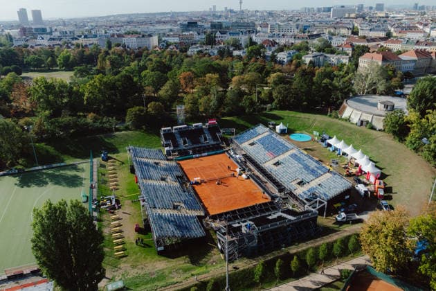TENNIS - Davis Cup, AUT vs BEL VIENNA,AUSTRIA,18.SEP.26 - TENNIS - ITF Davis Cup, qualification round 2, Austria vs Belgium. Image shows an overview of the event area.  GEPAxpictures xAlexanderxSolc