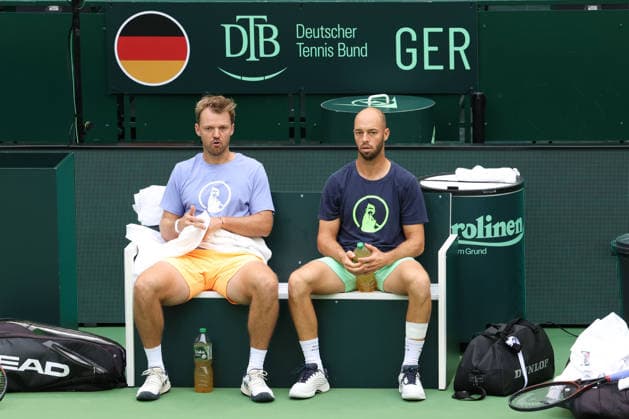 Kevin Krawietz, Tim Puetz, Training, practice, Davis Cup Germany vs. Croatia, Heristo Arena, Halle Westf., Germany Tennis - Davis Cup 20026 - Davis Cup - Heristo Arena - Halle West - Northrhine Westphalia - Germany - 18 September 2026. Copyright: xJuergenxHasenkopfx