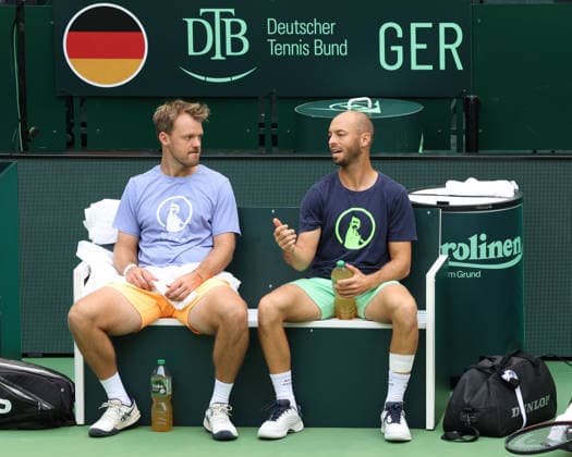 Kevin Krawietz, Tim Puetz, Training, practice, Davis Cup Germany vs. Croatia, Heristo Arena, Halle Westf., Germany Tennis - Davis Cup 20026 - Davis Cup - Heristo Arena - Halle West - Northrhine Westphalia - Germany - 18 September 2026. Copyright: xJuergenxHasenkopfx