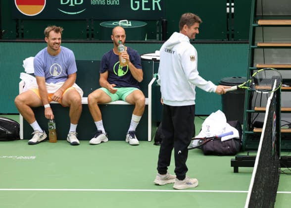 Kevin Krawietz, Tim Puetz, Training, practice, Davis Cup Germany vs. Croatia, Heristo Arena, Halle Westf., Germany Tennis - Davis Cup 20026 - Davis Cup - Heristo Arena - Halle West - Northrhine Westphalia - Germany - 18 September 2026. Copyright: xJuergenxHasenkopfx