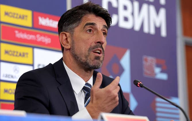 Veljko Paunovic, UEFA Nations League press conference, PK, Pressekonferenz Stara Pazova, Serbia. Sept. 18th 2026. Serbia s football national team, Nationalteam head coach Veljko Paunovic during the press conference ahead of the Serbia v Greece UEFA Nations League match on September 18. 2026. in Stara Pazova, Serbia. Stara Pazova Serbia Copyright: xPedjaxMilosavljevic STARSPORTx x2026x