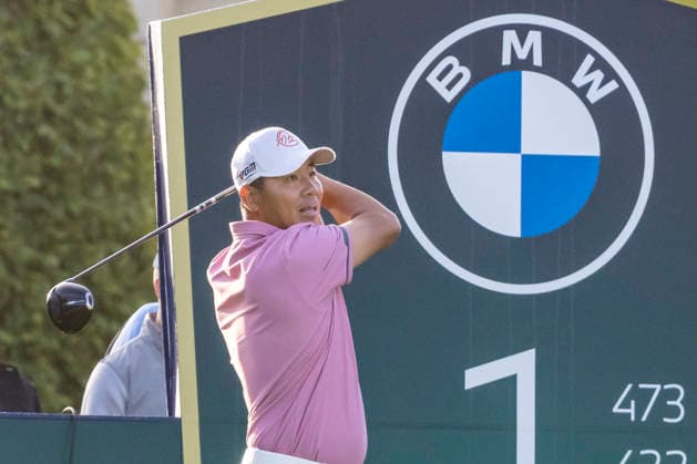Golf - DP World Tour (European Tour) ˜Rolex Series™ - 2026 BMW PGA, Golf Herren Championship - Second Round - West Course, Wentworth Club - Friday 18th September 2026 Ashun Wu (CHN) tees off from the first hole COLORSPORT DANIEL BEARHAM  cspDB_BMWPGA_R2_180926_