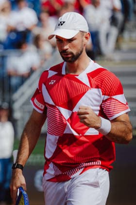 TENNIS - Davis Cup, AUT vs BEL VIENNA,AUSTRIA,18.SEP.26 - TENNIS - ITF Davis Cup, qualification round 2, Austria vs Belgium. Image shows the rejoicing of Jurij Rodionov (AUT).  GEPAxpictures xAlexanderxSolc