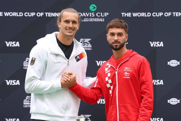 Davis Cup Draw Ceremony Germany vs. Croatia, Team Germany L-R.Alexander Zverev (GER), Dino Prizmic (CRO), Heristo Arena, Halle Westf., Germany Tennis - Davis Cup 20026 - Davis Cup - Heristo Arena - Halle West - Northrhine Westphalia - Germany - 18 September 2026. Copyright: xJuergenxHasenkopfx