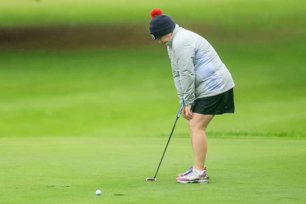 REPRO FREE *PRESS RELEASE NO REPRODUCTION FEE* EDITORIAL USE ONLY 2026 AIG All-Ireland Semi Finals, Ennis Golf Club, Clare 18 9 2026 Women s Intermediate Foursomes Portadown™s Suzanne Harrison misses a putt to extend the match Suzanne Harrison misses a putt to extend the match 18 9 2026  Copyright: xBryanxKeanex BK1_9683