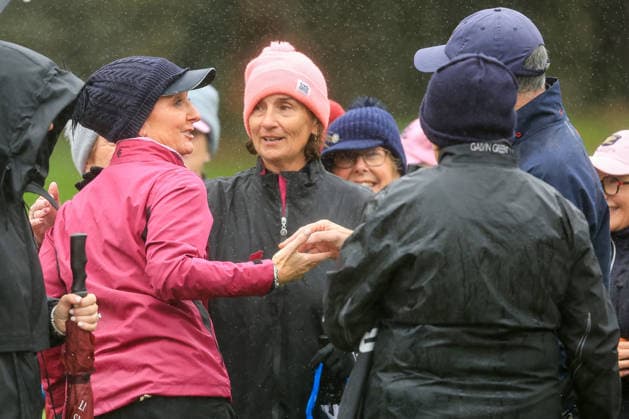 REPRO FREE *PRESS RELEASE NO REPRODUCTION FEE* EDITORIAL USE ONLY 2026 AIG All-Ireland Semi Finals, Ennis Golf Club, Clare 18 9 2026 Women s Intermediate Foursomes Naas™ Olwyn Delaney celebrates after the match Olwyn Delaney celebrates after the match 18 9 2026  Copyright: xBryanxKeanex BK1_0713