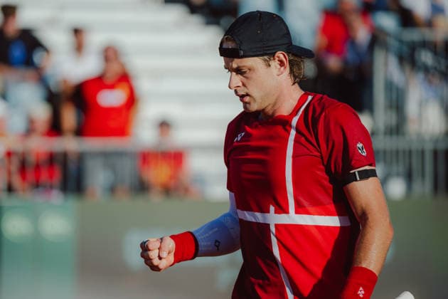 TENNIS - Davis Cup, AUT vs BEL VIENNA,AUSTRIA,18.SEP.26 - TENNIS - ITF Davis Cup, qualification round 2, Austria vs Belgium. Image shows the rejoicing of Zizou Bergs (BEL).  GEPAxpictures xAlexanderxSolc
