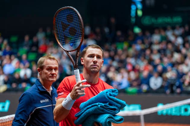 Davis Cup, Norway vs. China, Trondheim, September 18, 2026. Casper Ruud at the Davis Cup match between Norway and China at Trondheim Spektrum on Friday evening. Photo by Ole Martin Wold, NTB, Trondheim, Norway. EDITORIAL USE ONLY. RESTRICTED USE FOR BETTING COMPANIES.  Copyright: xOlexMartinxWoldx xNTBx