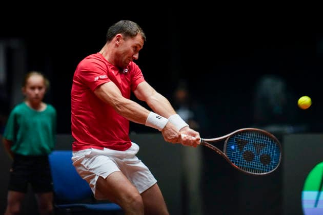 Davis Cup, Norway vs. China, Trondheim, September 18, 2026. Casper Ruud during the Davis Cup match between Norway and China in Trondheim. Photo by Ole Martin Wold, NTB, Trondheim, Norway. EDITORIAL USE ONLY. RESTRICTED USE FOR BETTING COMPANIES.  Copyright: xOlexMartinxWoldx xNTBx