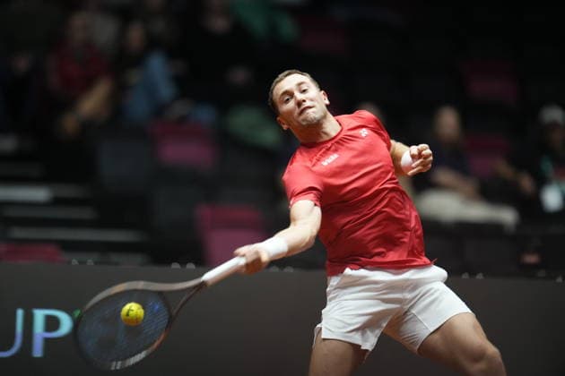 Davis Cup, Norway vs. China, Trondheim, September 18, 2026. Casper Ruud during the Davis Cup match between Norway and China at Spektrum in Trondheim on Friday evening. Photo by Ole Martin Wold, NTB, Trondheim, Norway. EDITORIAL USE ONLY. RESTRICTED USE FOR BETTING COMPANIES.  Copyright: xOlexMartinxWoldx xNTBx