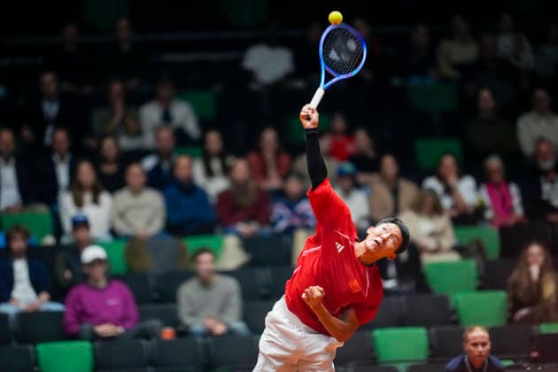 Davis Cup, Norway vs. China, Trondheim, September 18, 2026: China’s Jie Cui during the Davis Cup match between Norway and China at Spektrum in Trondheim on Friday evening. Photo by Ole Martin Wold, NTB, Trondheim, Norway. EDITORIAL USE ONLY. RESTRICTED USE FOR BETTING COMPANIES.  Copyright: xOlexMartinxWoldx xNTBx