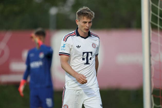 18.09.2026, Herren, Fussball, Saison 2026 2027, Regionalliga Bayern, 10. Spieltag: TSV Aubstadt - FC Bayern Muenchen II Anton Heinz ( 9, FC Bayern München II) Sulzfeld Schulstadion Aubstadt (NGN Arena) Bayern Deutschland