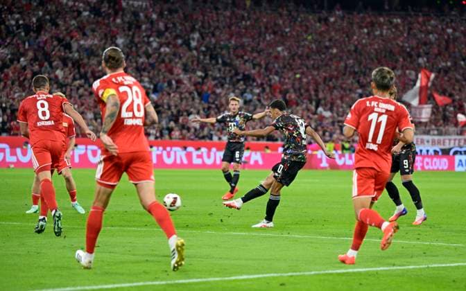 18.09.2026, Fussball Bundesliga 2026 2027, 4.Spieltag, FC Bayern München - 1.FC Union Berlin, in der Allianz-Arena München, Jamal Musiala (Bayern München) zieht ab und trifft zumm 1:0