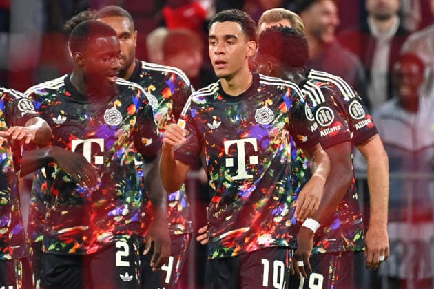 Torjuebl um Jamal MUSIALA (Bayern Muenchen) nach Tor zum 1-0, Jubel,Freude,Begeisterung, Fussball 1. Bundesliga Saison 2026 2027, 4.Spieltag, Spieltag04, FC Bayern Muenchen - 1.FC Union Berlin am 18.09.2026 , A L L I A N Z A R E N A.