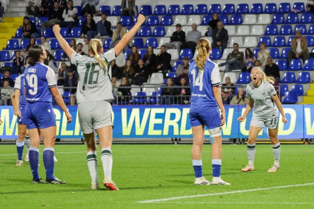 18.09.2026, xgrfx, Fussball Google Pixel Frauen-Bundesliga, TSG Hoffenheim Frauen - VfL Wolfsburg v.l. Tor, Anny Kerim-Lindland zum 1:1(VfL Wolfsburg) Hoffenheim