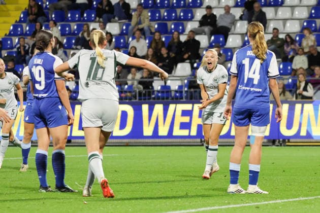 18.09.2026, xgrfx, Fussball Google Pixel Frauen-Bundesliga, TSG Hoffenheim Frauen - VfL Wolfsburg v.l. Tor, Anny Kerim-Lindland zum 1:1(VfL Wolfsburg) Hoffenheim