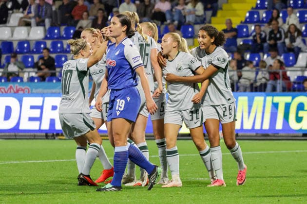 18.09.2026, xgrfx, Fussball Google Pixel Frauen-Bundesliga, TSG Hoffenheim Frauen - VfL Wolfsburg v.l. Tor, Anny Kerim-Lindland zum 1:1(VfL Wolfsburg) Hoffenheim