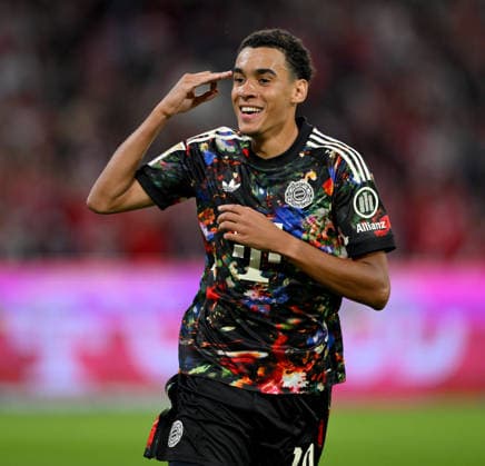 Fussball 1. Bundesliga Saison 2026 2027 4. Spieltag 18.09.2026 FC Bayern Muenchen - 1.FC Union Berlin Jubel Jamal Musiala (FC Bayern Muenchen) nach dem Tor zum 2 - 0