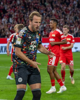 Fußball, Herren, Saison 2026 2027, 1. Bundesliga (4. Spieltag), FC Bayern München - 1. FC Union Berlin, Harry Kane (Bayern München), Jubel nach Tor zum 2:0, 18.09.2026, Copyright: xMatthiasxKochx
