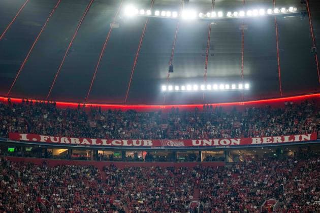 Fußball, Herren, Saison 2026 2027, 1. Bundesliga (4. Spieltag), FC Bayern München - 1. FC Union Berlin, Fans von Union im Gästeblock, 18.09.2026, Copyright: xMatthiasxKochx