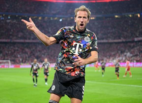 18.09.2026, Fussball Bundesliga 2026 2027, 4.Spieltag, FC Bayern München - 1.FC Union Berlin, in der Allianz-Arena München, Harry Kane (FC Bayern München) jubelt.