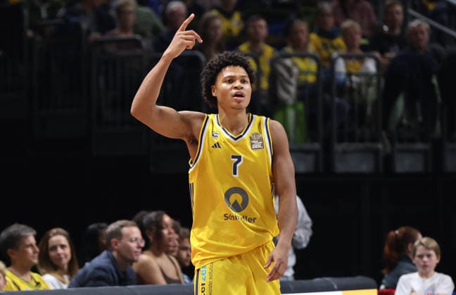 Jack Kayil zeigend, gestikulierend Aktion Oberkörper Basketball BBL Bundesliga Herren 1. Spieltag Saison 2026 2027 18.09.2026 ALBA Berlin vs. Niners Chemnitz 99ers
