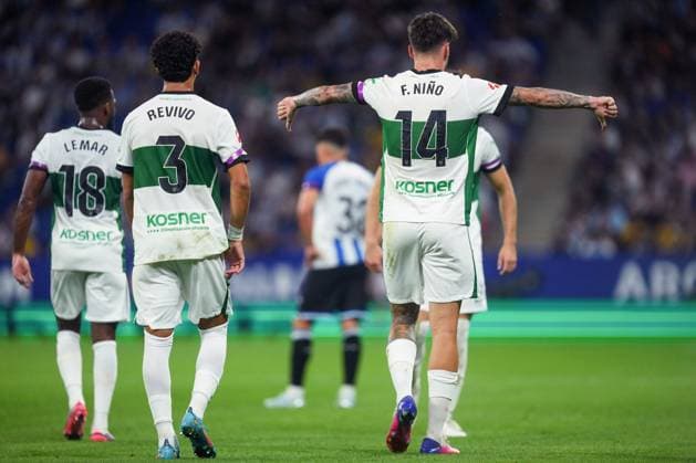 Fer Nino of Elche CF celebrates the 0-1 during the La Liga EA Sports match between RCD Espanyol and Elche CF played at RCDE Stadium on September 18, 2026 in Barcelona, Spain. (Photo by Bagu Blanco PRESSINPHOTO) ESP: RCD Espanyol - Elche CF. La Liga EA Sports. Macthday 7, RCDE Stadium, Barcelona, Spain - 18 Sep 2026Barcelona RCDE Stadium Barcelona Spain  Copyright: xBlanco PRESSINPHOTO Shutterstockx 17157702a
