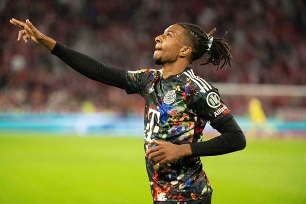 18.09.2026: Fußball: FC Bayern München - Union Berlin, 4. Spieltag der 1. Bundesliga in der Allianz Arena in München Torsjubel Michael Olise (FC Bayern Munchen, 17) zum 6:0. WICHTIGER HINWEIS: Gemäß den Vorgaben der DFL und des DFB ist es untersagt, in dem Stadion und oder vom Spiel angefertigte Fotoaufnahmen in Form von Sequenzbildern und oder videoähnlichen Fotostrecken zu verwerten bzw. verwerten zu lassen. Copyright: xJamesxZabelx