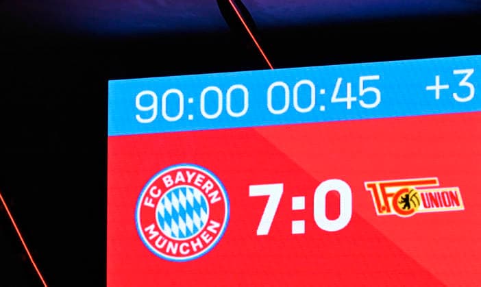 18.09.2026, Fussball Bundesliga 2026 2027, 4.Spieltag, FC Bayern München - 1.FC Union Berlin, in der Allianz-Arena München, 7:0 nach 90 Minuten,