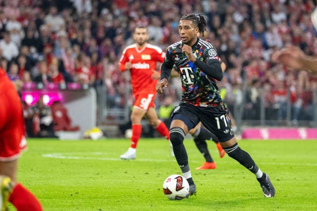 Michael Olise 17 (FC Bayern Muenchen), FC Bayern Muenchen - 1. FC Union Berlin, Fussball Bundesliga, 4. Spieltag, 18.09.2026 DFB regulations prohibit any use of photographs as image sequences and or quasi-video Muenchen Bayern Deutschland