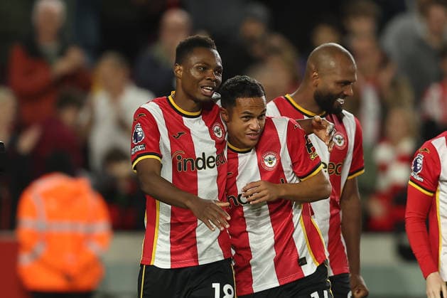 18th September 2026; Gtech Community Stadium, London, England; Premier League Football, Brentford versus Chelsea; Mamadou Sangare of Brentford and Fabio Carvalho of Brentford after the match KatiexChan
