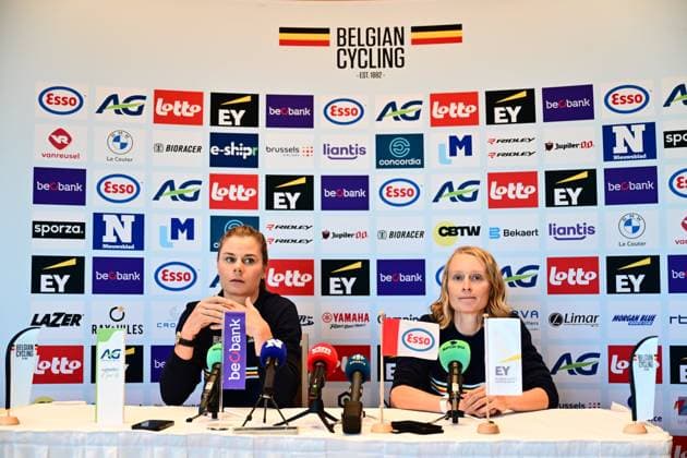 UCI 2026 Road World Championship, WM, Weltmeisterschaft Montreal Media Activities 18 09 2026 MONTREAL, CANADA - SEPTEMBER 18 : Kopecky Lotte (BEL) of Team SD Worx - Protime and Claes Lotte (BEL) of Fenix-Premier Tech speaking with the media during a press conference, PK, Pressekonferenz prior to the Women Elite Individual Time Trial of the 2026 UCI Road World Championships in Montreal on September 18, 2026 in Montreal, Canada, 18 09 2026 Montreal Canada  Copyright: xPeterxDexVoechtx