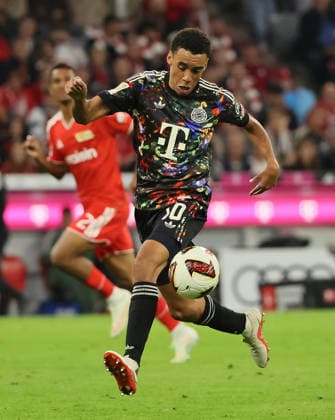 18.09.2026, 4. Spieltag, 1. Bundesliga, FC Bayern Muenchen vs Union Berlin Allianz Arena, Muenchen, Fussball, im Bild: Jamal Musiala (FC Bayern Muenchen) DFL regulations prohibit any use of photographs as image sequences and or quasi-video
