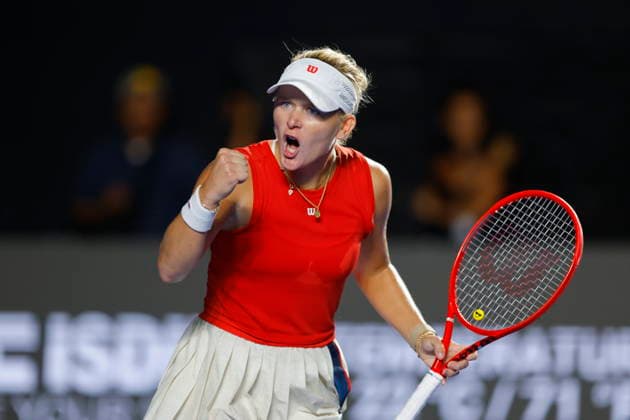 Guadalajara Open tennis tournament Peyton Stearns of the USA reacts while in action against Liudmila Samsonova of Russia during their Women s Singles semifinal tennis match at the Guadalajara Open WTA, Tennis Damen 500 in Guadalajara, Jalisco, Mexico, 18 September 2026. Guadalajara Mexico  Copyright: xFranciscoxGuascox