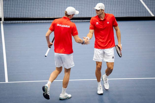 Tennis Davis Cup match between Denmark and Bulgaria Bulgaria s Alexander Donski and Pyotr Nesterov during the Davis Cup match between Denmark and Bulgaria at Royal Stage, Hilleroed, Saturday, September 19, 2026. (Photo: Sebastian Elias Uth Ritzau Scanpix) , Denmark Copyright: SebastianxEliasxUthx spdk20260919-133047-L