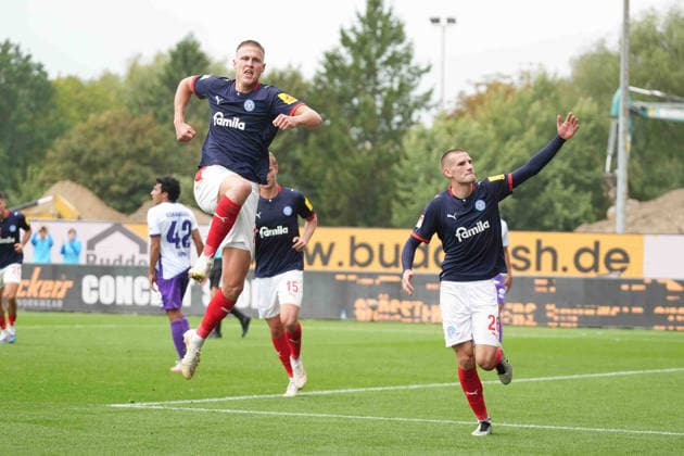 Fußball I Herren I Saison 2026-2027 I 2. Bundesliga I 6. Spieltag I Holstein Kiel - VfL Osnabrück I 19.09.2026 Phil Harres (19, Holstein Kiel) feiert ein 1:0 Kiel Holstein-Stadion Schleswig-Holstein Deutschland Copyright: xLobeca MaschaxHolmx
