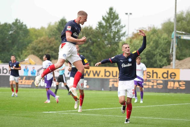 Fußball I Herren I Saison 2026-2027 I 2. Bundesliga I 6. Spieltag I Holstein Kiel - VfL Osnabrück I 19.09.2026 Phil Harres (19, Holstein Kiel) feiert sein 1:0 Kiel Holstein-Stadion Schleswig-Holstein Deutschland Copyright: xLobeca MaschaxHolmx